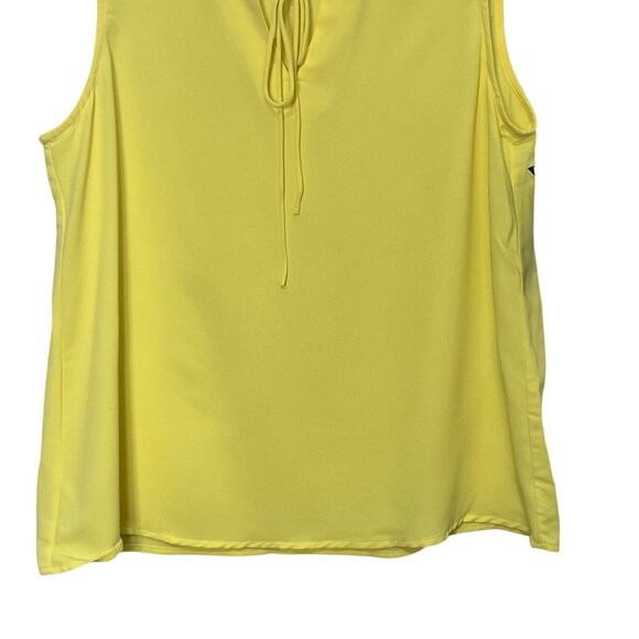 Black Label By Evan-Picone Sleeveless Shirt Large Yellow Tie Neck New - Picture 5 of 8